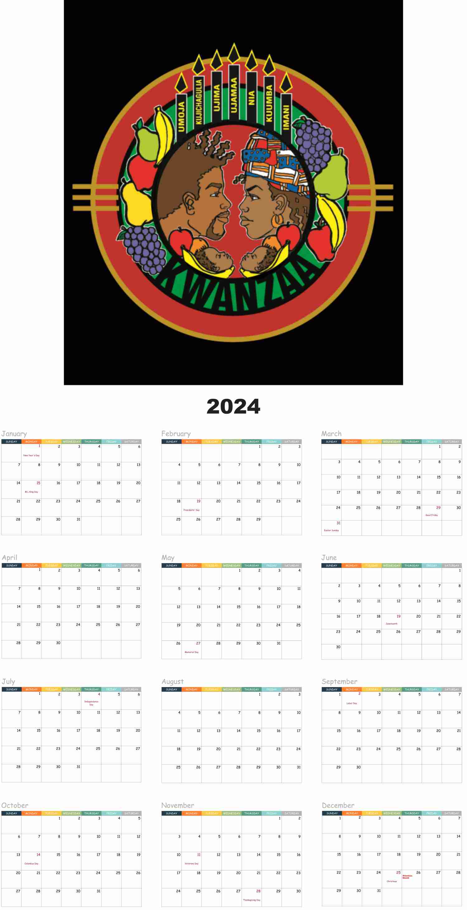 Kwanzaa 2024 Poster Wall Calendar