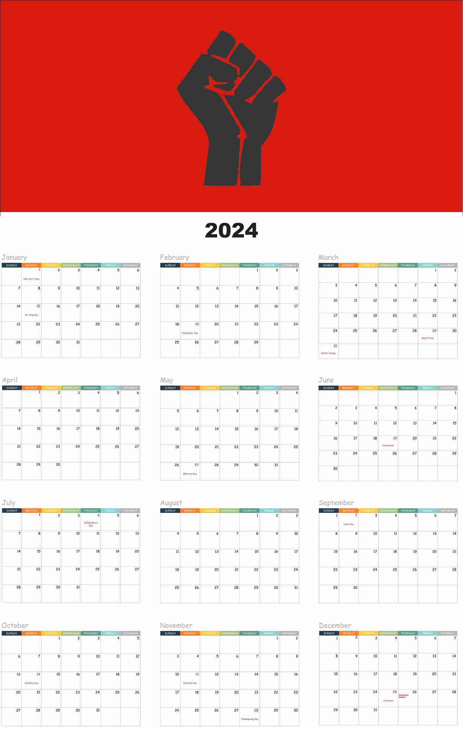 Black Power 2024 Poster Wall Calendar DobsonProducts Com   2024 Black Power Poster Calendar 