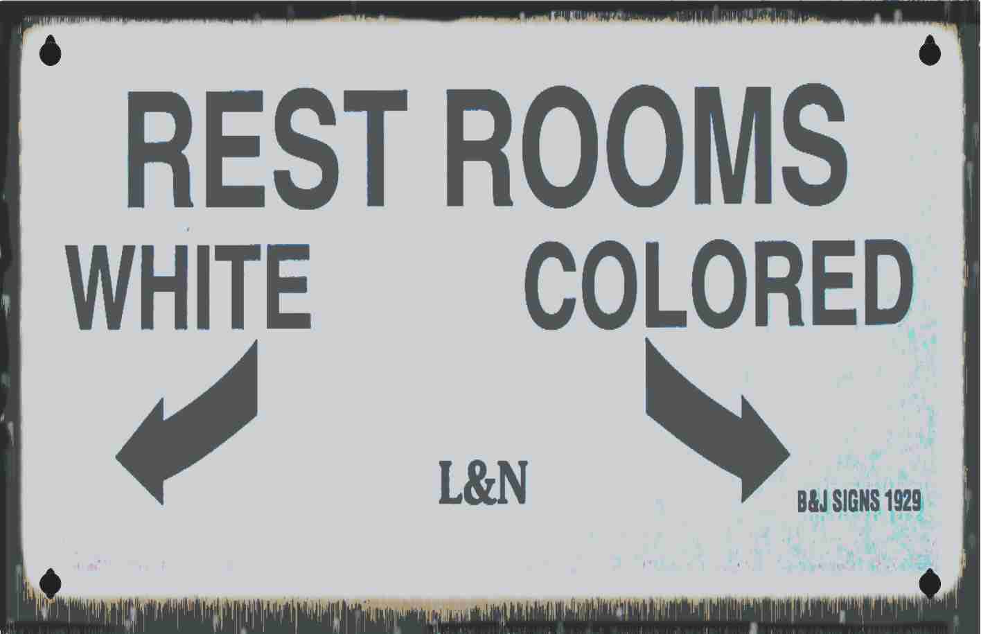 1923 cast iron L&N outlets signs white colored segregation signs vintage , historical